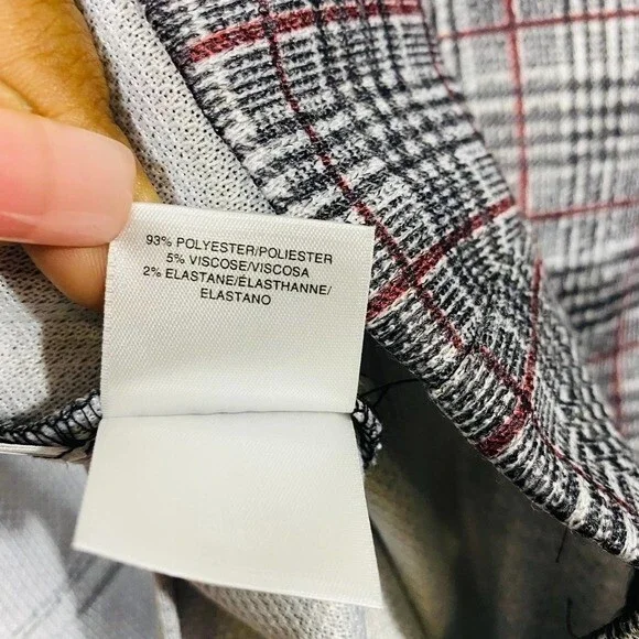 Nine West women's round neck long sleeve gray white check dress size M - Picture 6 of 7